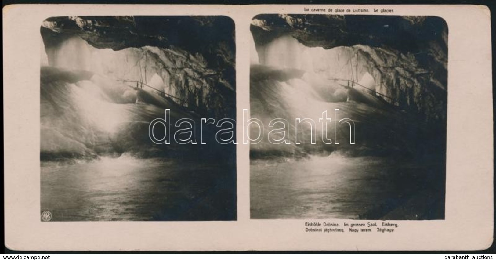 Cca 1900 Dobsina, Jégbarlang, Neue Photographische Gesellschaft Sztereofotó, 9×18 Cm /
Cca 1900 The Dobšinská Ice Cave,  - Sonstige & Ohne Zuordnung