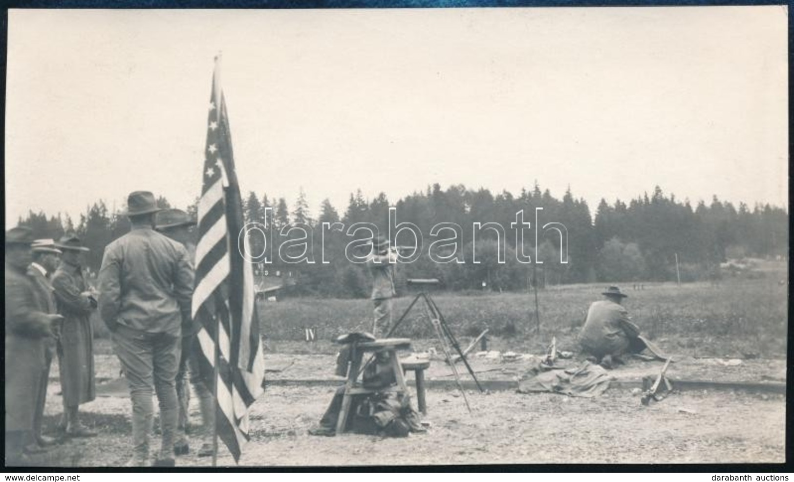 1912 Az Amerikai Céllövők A Stockholmi Olimpián, Hátoldalon Feliratozott Fotó, 8×14 Cm / 1912 Stockholm, American Shoote - Sonstige & Ohne Zuordnung