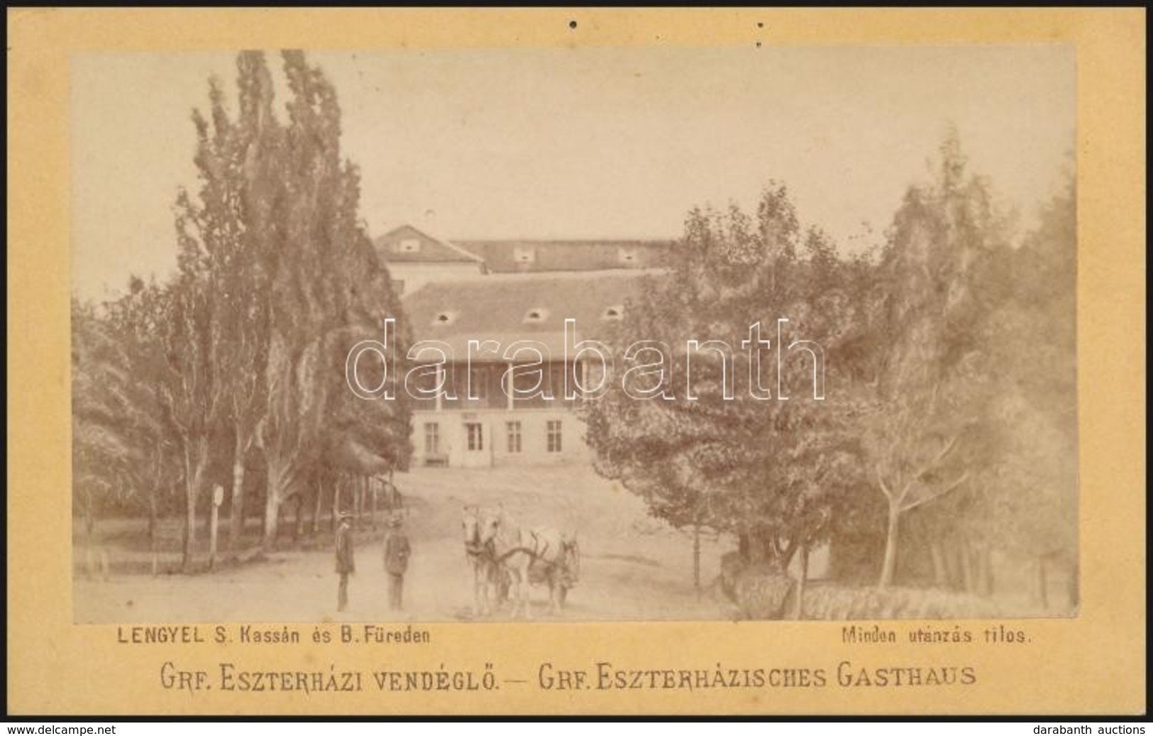 Cca 1900 Balatonfüred, Esterházy Vendéglő, Fotó Lengyel S. Műterméből, 6,5×10,5 Cm - Sonstige & Ohne Zuordnung