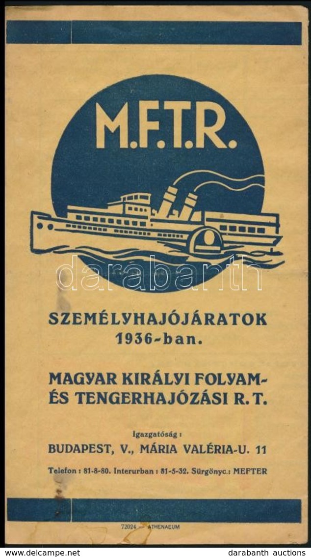 1936 MFTR Személyhajójáratok, Menetrend, Kissé Foltos - Werbung