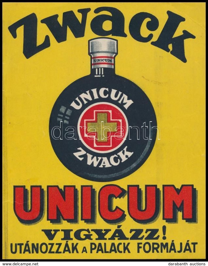 Zwack Unicum Címke, Hátulján Feliratozva, 14,5×12 Cm - Publicités