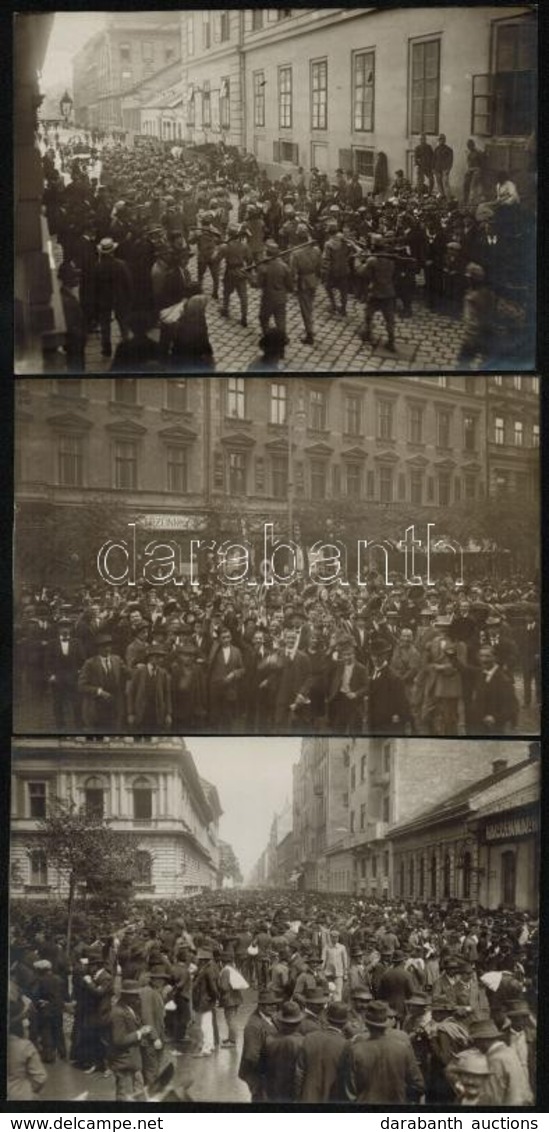 1914 Budapest, Fotók Az I. Világháború Kitörésekor Még Lelkes Tömegről, 5 Db Fotó, 12×17 Cm / 1914 Budapest, Outbreak Of - Non Classés