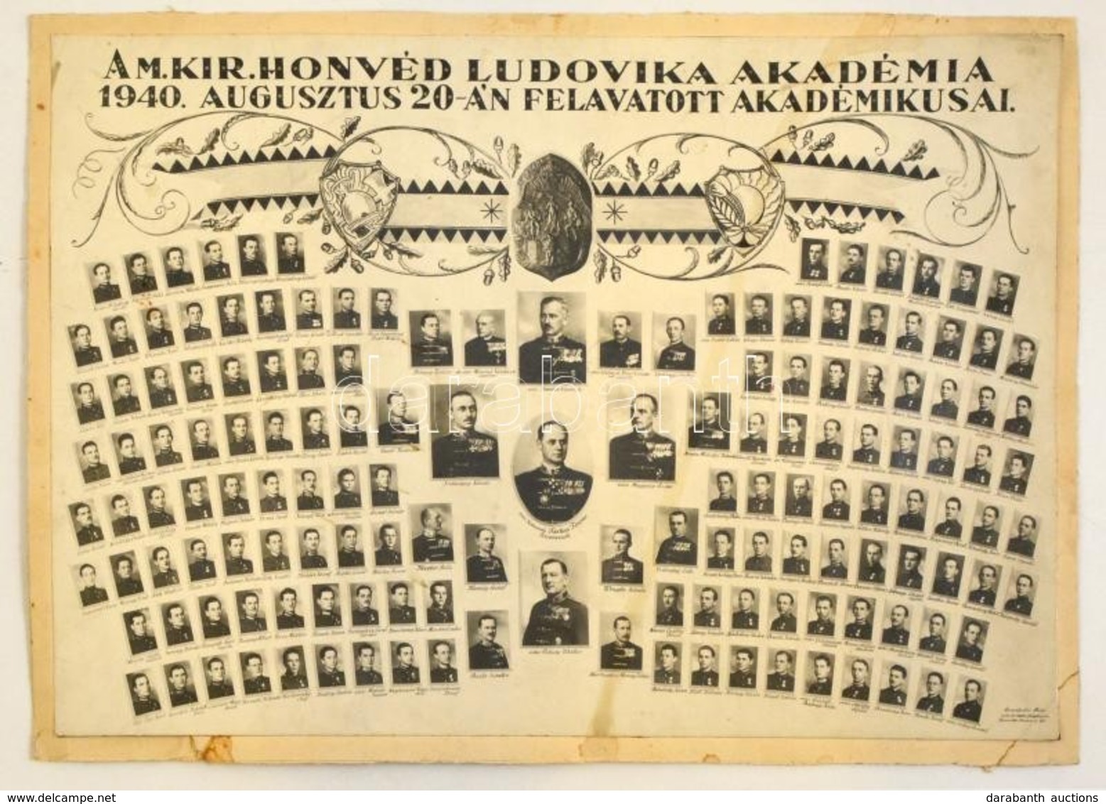 1940 A M. Kir. Ludovika Akadémia 1940. Augusztus 20-án Felavatott Akadémikusai, Tablókép, Brunhuber Béla, Budapest, Kart - Ohne Zuordnung