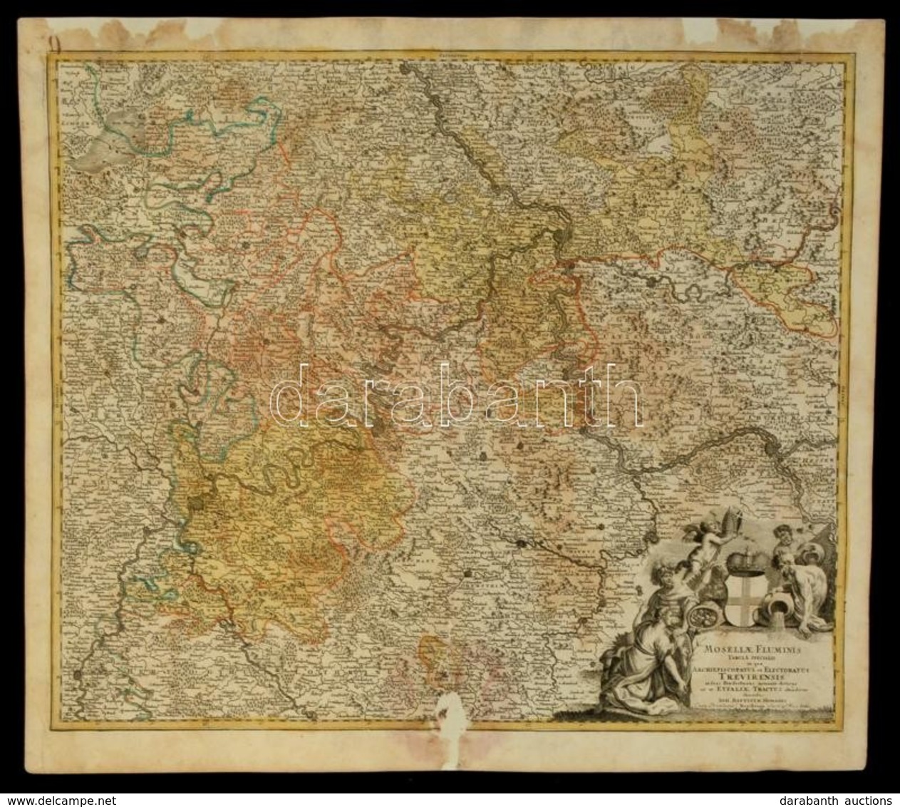 1720  A Tevere Folyó Menti Területek Térképe. Johann Baptist Homann: Mosellae Fluminis Tabula Specialis In Qua Archiepis - Autres & Non Classés
