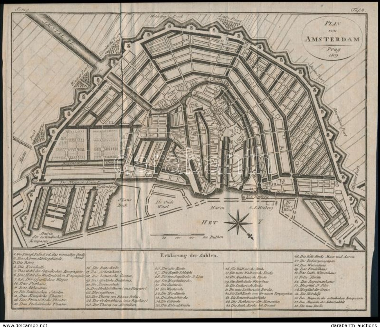 Plan Von Amsterdam, Prag, 1809. Amsterdam Térképe. / Map Of Amsterdam. Engraving. 24x20 Cm - Sonstige & Ohne Zuordnung
