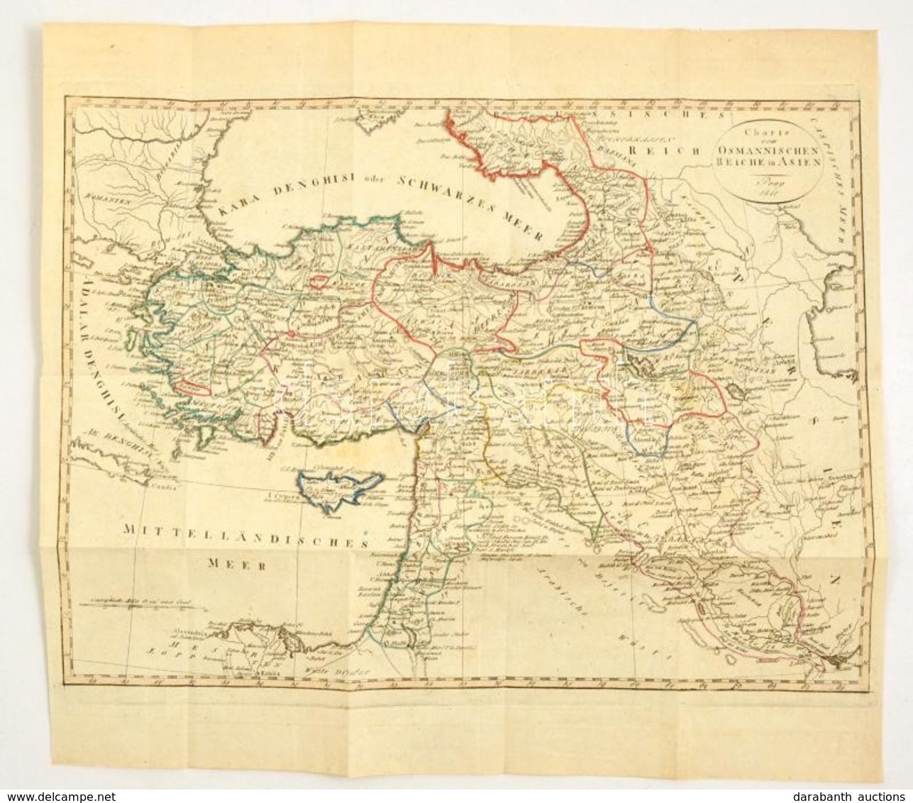 Charte Vom Osmanischen Reiche In Asien. Prag 1811 Határszínezett Rézmetszet / Map Of Turkey In Asia. Etching. 39x29 Cm - Sonstige & Ohne Zuordnung
