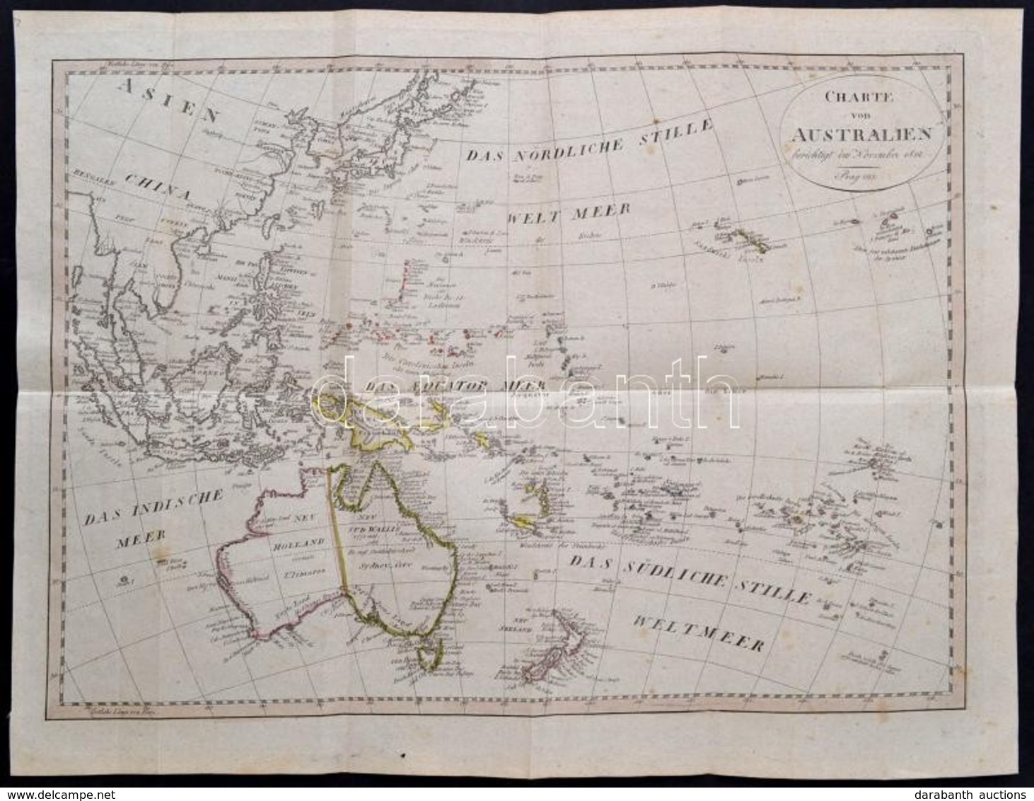 Ausztrália Térképe. Charte Von Australien Berichtigt Im November 1812. - Prag 1815. Határszínezett Részmetszet. / Engrav - Sonstige & Ohne Zuordnung