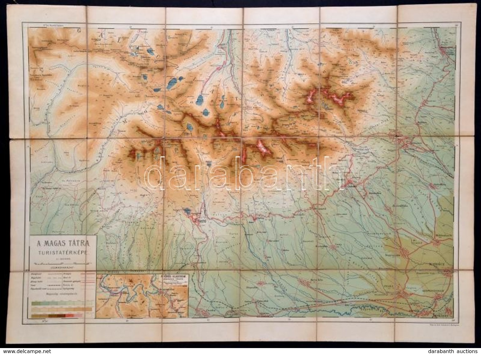 1908 A Magas-Tátra Turistatérképe, Kiadja A M. Kir. Földművelésügyi Miniszter, Rajzolta: Schubert Ignác, Vászontérkép, 5 - Autres & Non Classés