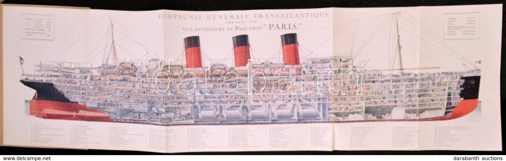 Cca 1920 A Paris Tengerjáró Hajó átnézeti Képe és Prospektusa. Nagyméretű, Kihajtható Leporelló, / Plan-Coupe Du Nouveau - Ohne Zuordnung