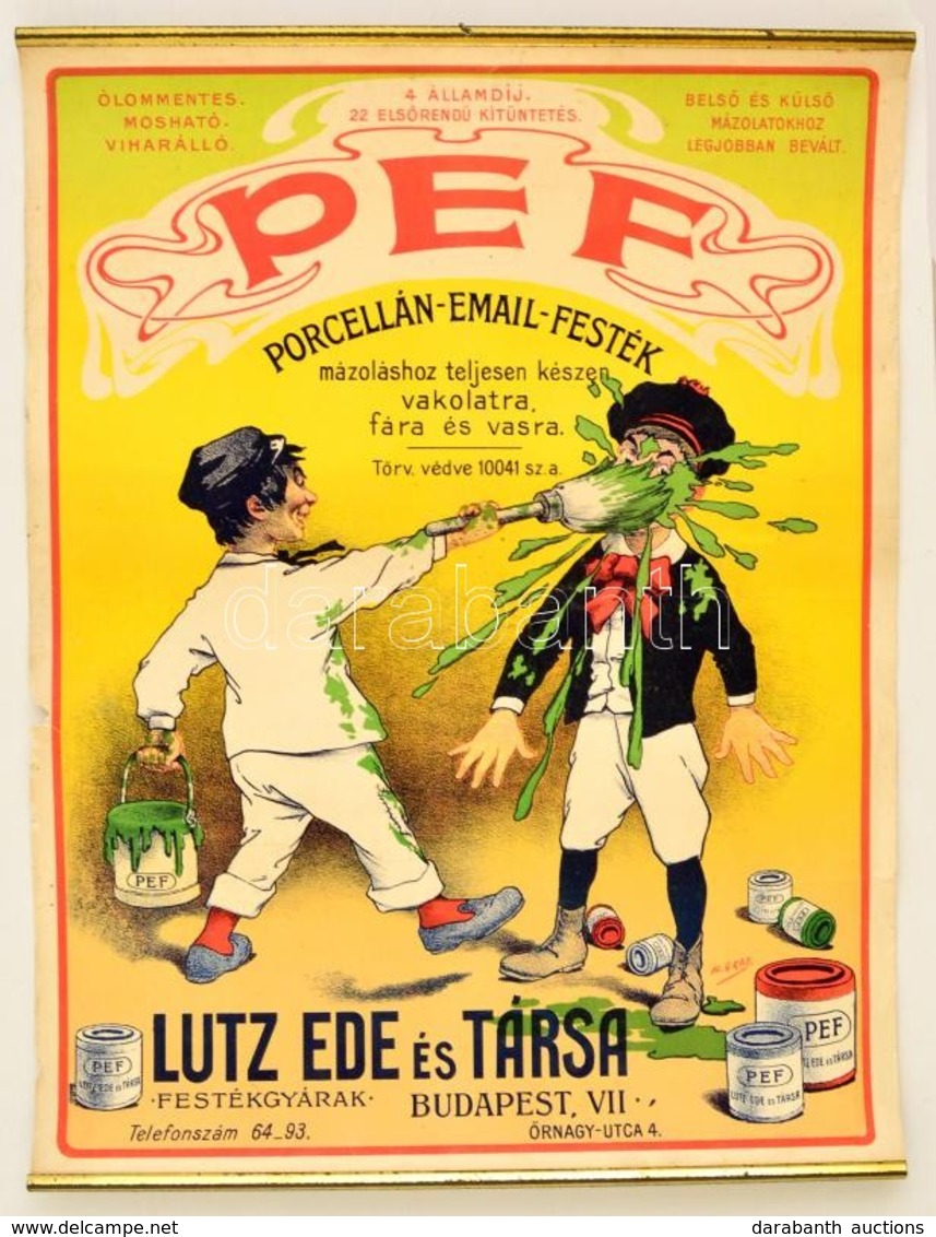 Cca 1910 Henri Boulanger (H. Gray) (1858-1924): PEF Porcelán Email Festék, Lutz Ede és Társa, Reklám Plakát, Litográfia, - Autres & Non Classés