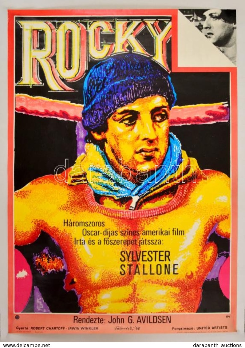 1978 Felvidéki András (1946-): Rocky, Amerikai Film Plakát, írta és Főszerepben: Sylvester Stallone, 81x57,5 Cm - Sonstige & Ohne Zuordnung