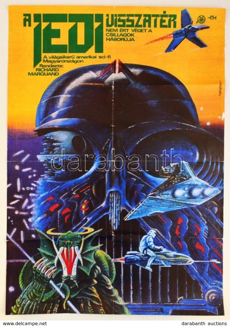 1984 Helényi Tibor (1946-2014): A Jedi Visszatér (A Csillagok Háborúja VI.) Filmplakát, Hajtásnyomokkal, Hajtásnál Apró  - Autres & Non Classés