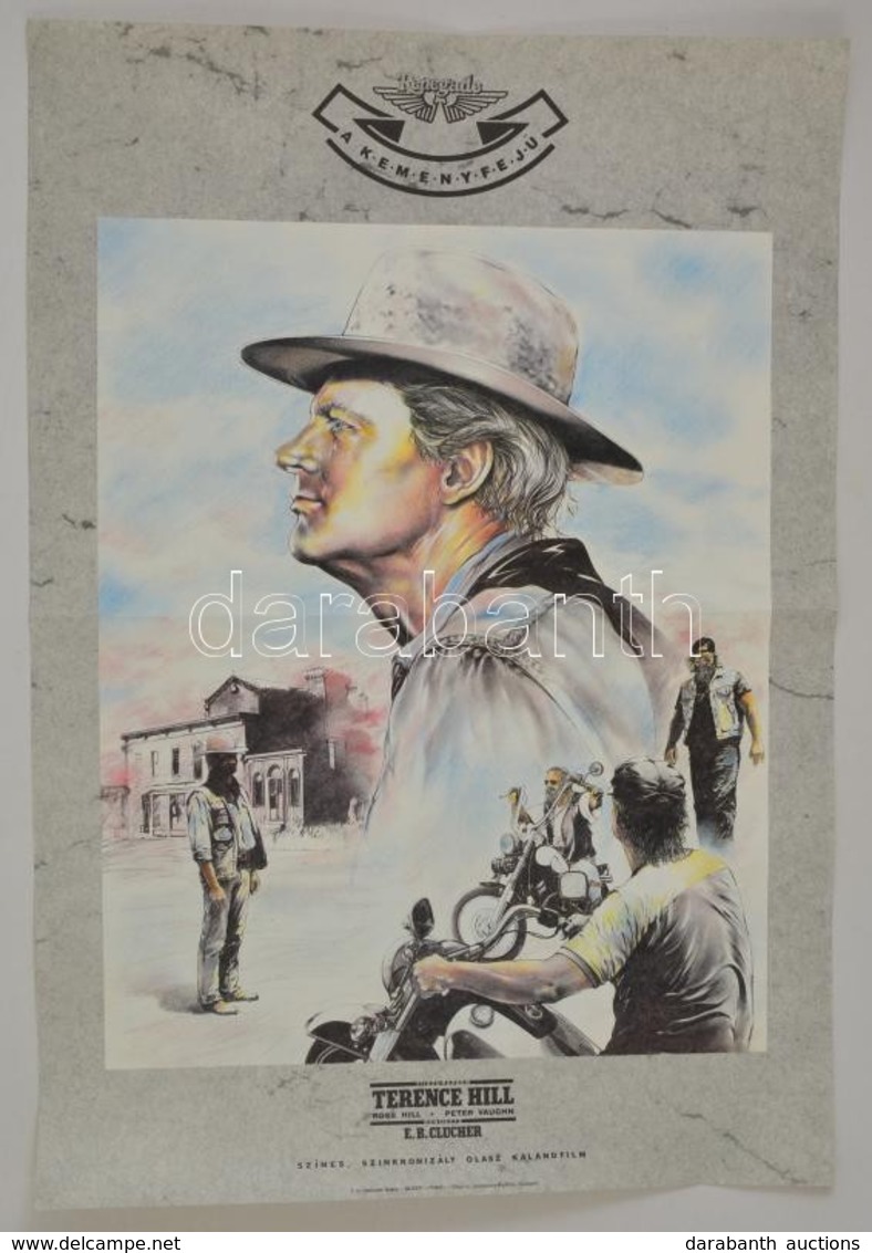 1987 A Keményfejű, Olasz Film Plakát, Főszerepben: Terence Hill, Hajtásnyommal, 81,5x56,5 Cm - Sonstige & Ohne Zuordnung