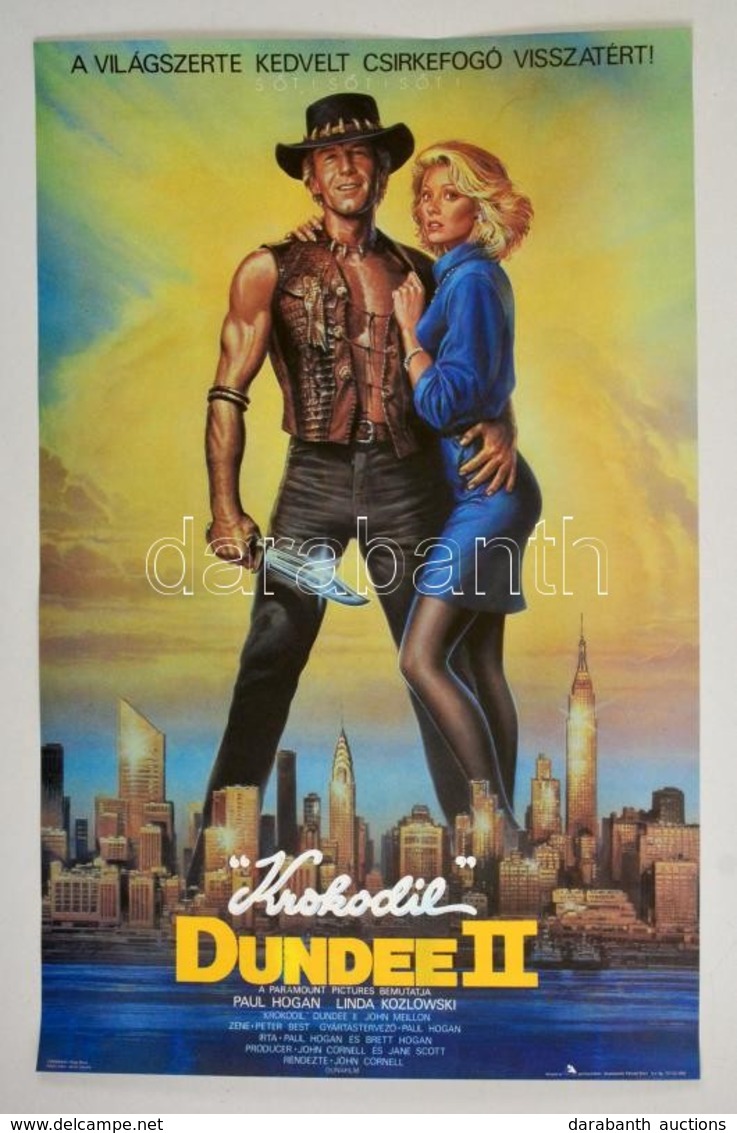 1989 Krokodil Dundee II., Ausztrál-amerikai Film Plakát, Apró Hajtásnyommal,  80,5x51,5 Cm - Sonstige & Ohne Zuordnung