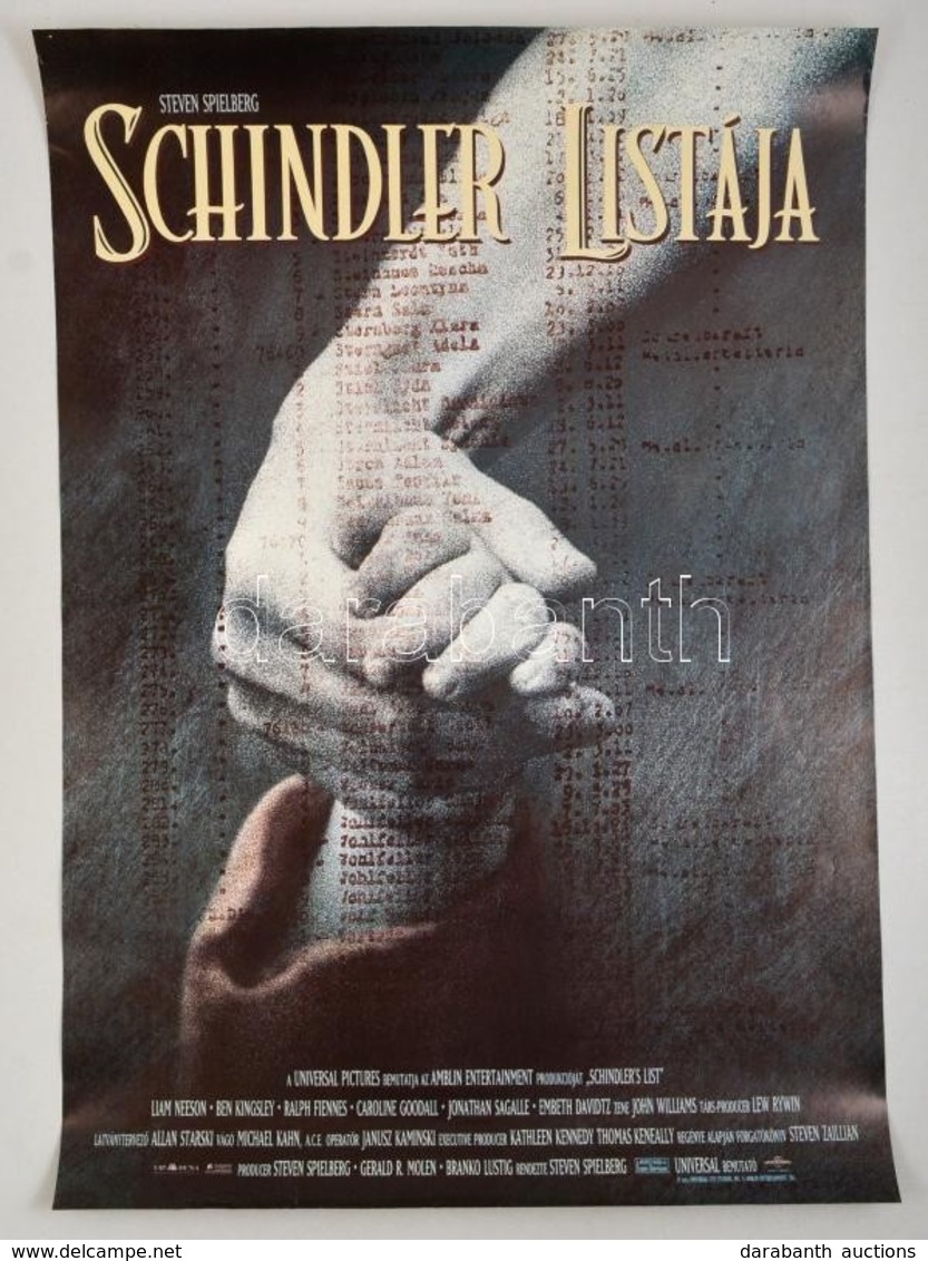 1993 Schindler Listája, Amerikai Film Plakát, Rendezte: Steven Spielberg, 83x58 Cm / Schindler's List, Poster, 83x58 Cm - Sonstige & Ohne Zuordnung