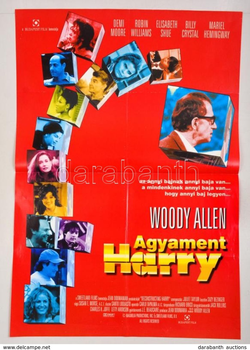1997 Agyament Harry, Amerikai Film Plakát, Rendezte: Woody Allen, Hajtásnyommal, 97x68 Cm / Deconstructing Harry Film Po - Sonstige & Ohne Zuordnung