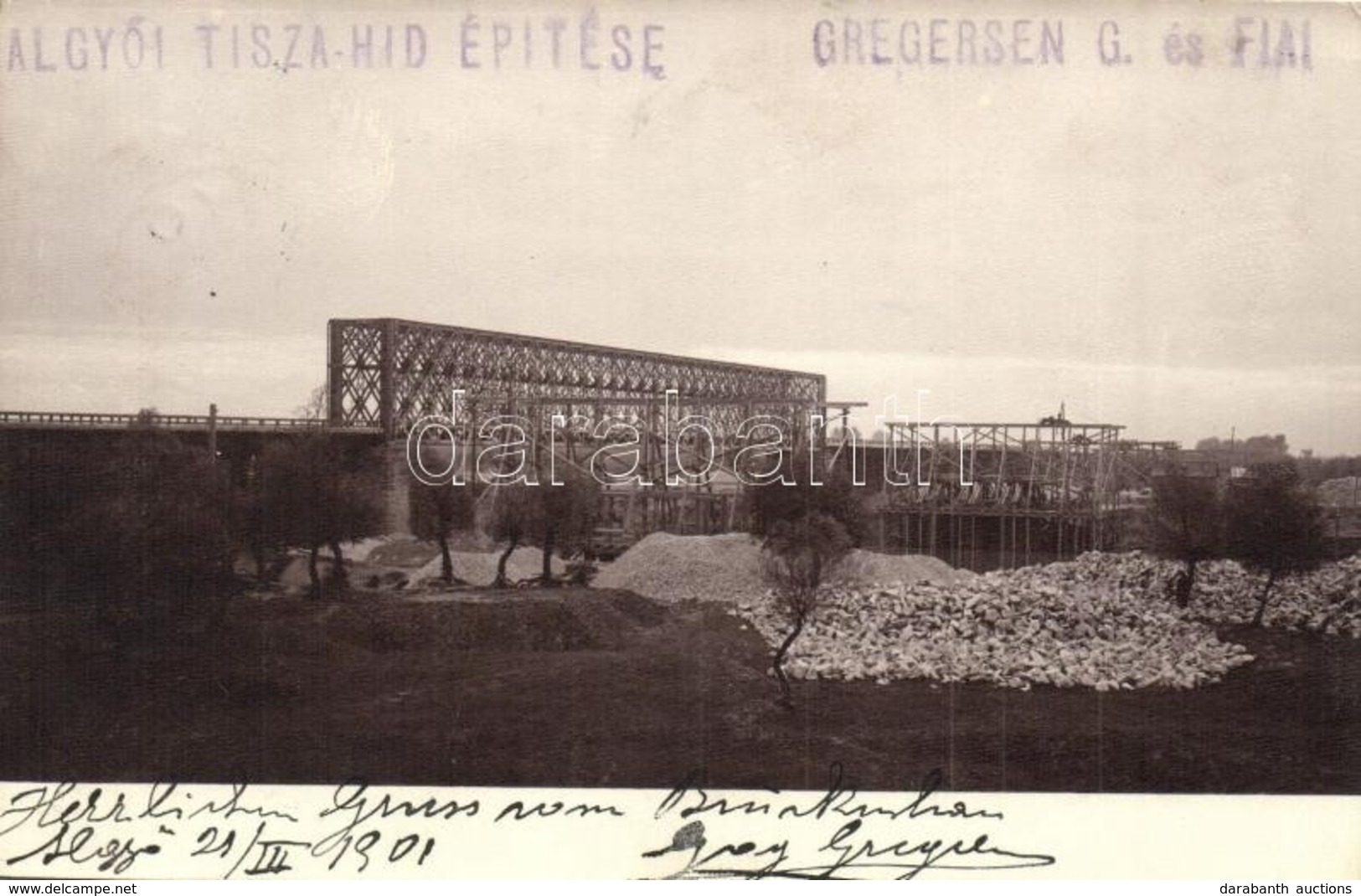 T2/T3 1901 Algyő, Tisza Híd építése, Gregersen G. és Fiai Építő Vállalat. Photo (EK) - Non Classés