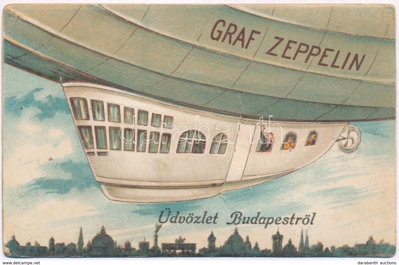 T2/T3 Budapest. Graf Zeppelin Léghajós Leporellolap (kis Szakadás / Small Tear) - Ohne Zuordnung