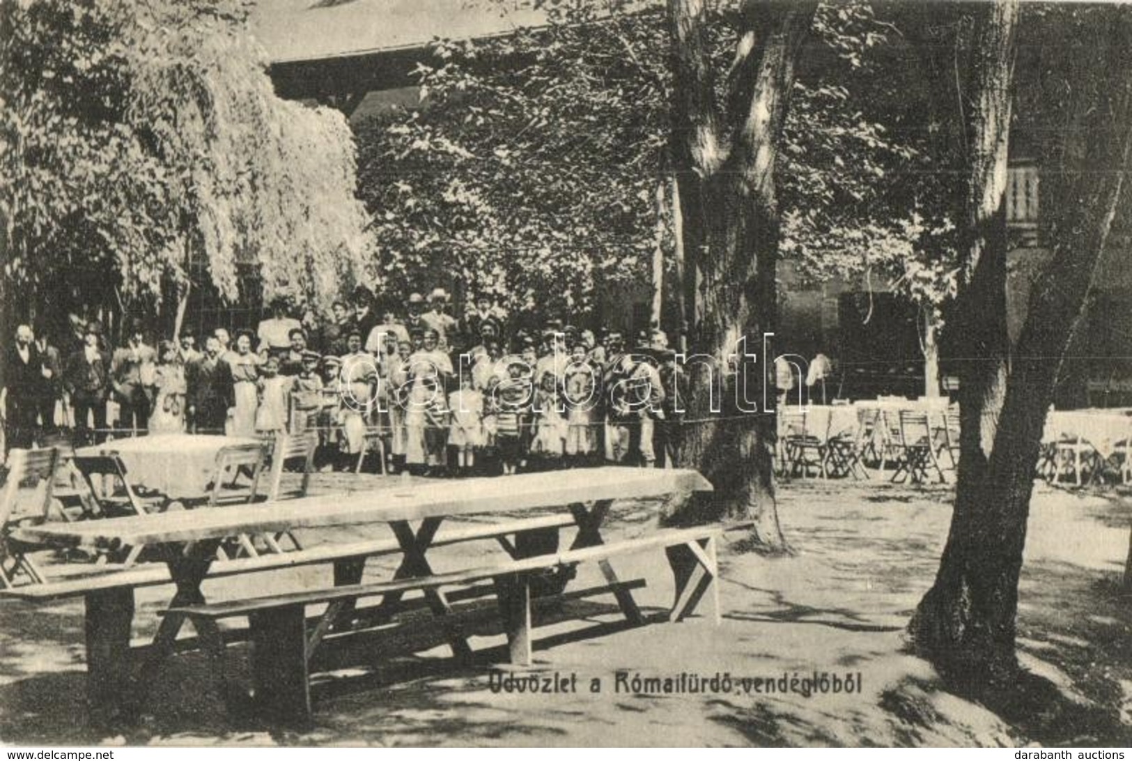 T2 1910 Budapest III. Római Fürdő, Vendéglő Kerthelyisége. Erdélyi Lajos Vendéglős Kiadása - Ohne Zuordnung