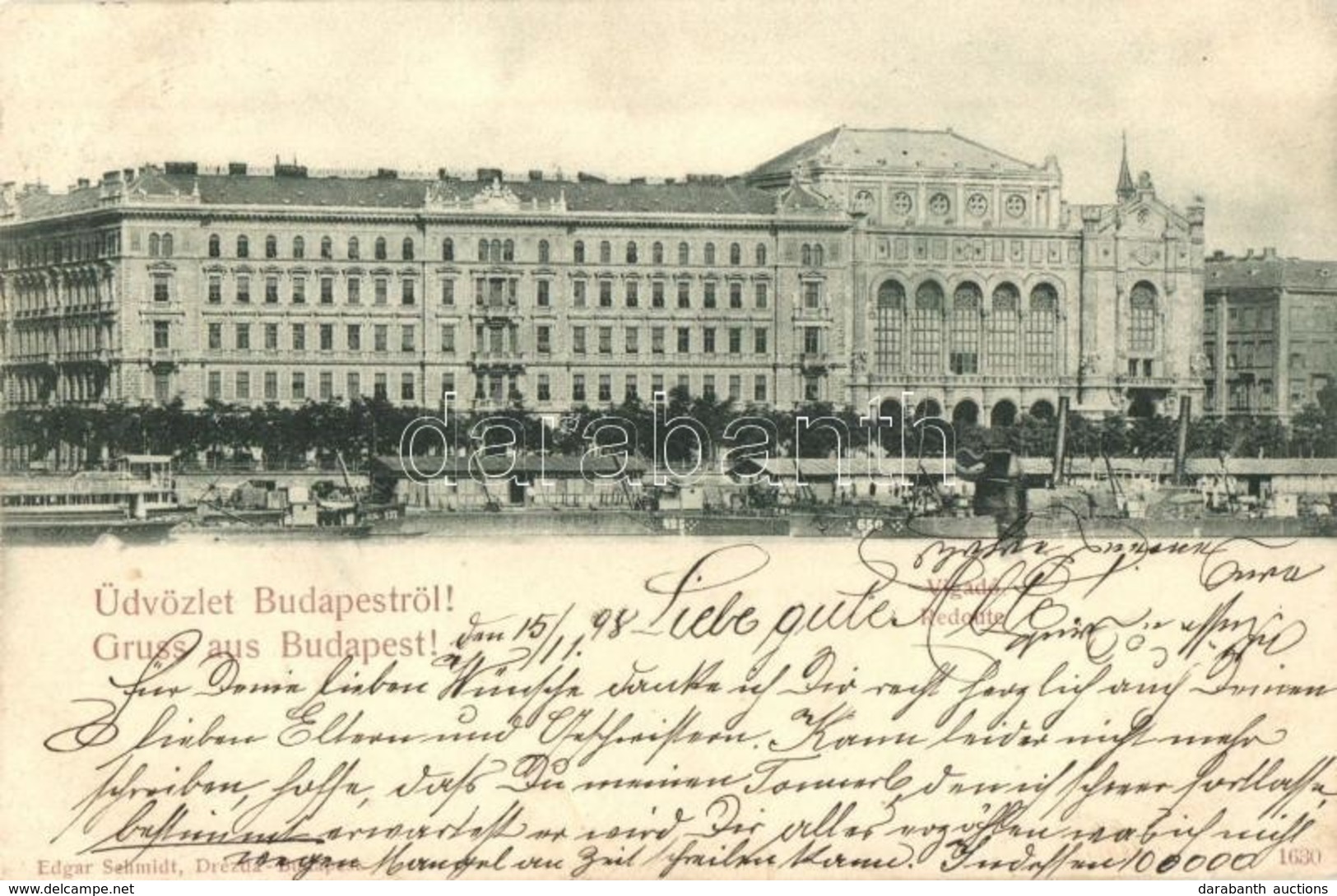 T2 1898 Budapest V. Vigadó A Dunáról Nézve, Uszályok - Ohne Zuordnung