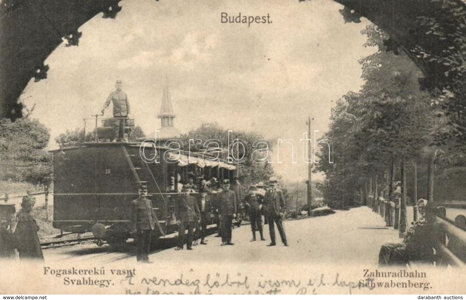 T2/T3 1906 Budapest XII. Svábhegy, Fogaskerekű Vasútállomás, Gőzmozdony, Vasutasok / Zahnradbahn Schwabenberg (EK) - Ohne Zuordnung