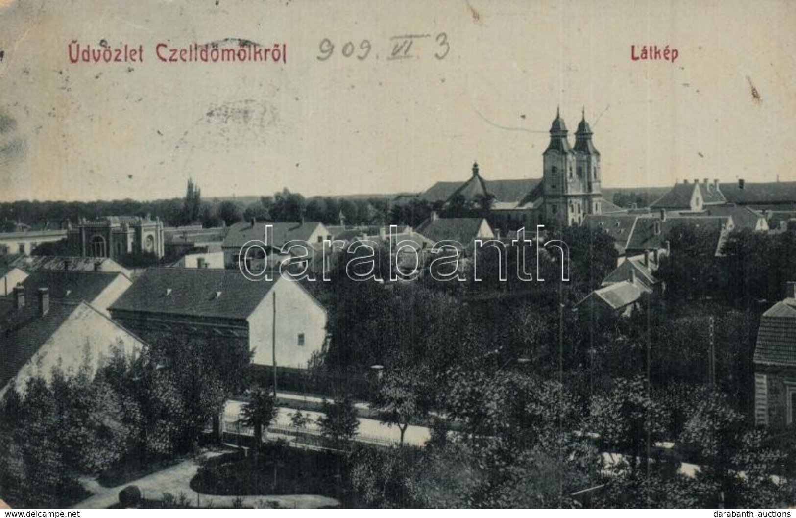 T3 1909 Celldömölk, Látkép és Zsinagóga. W.L. Bp. 5532. Dinkgreve Nándor Kiadása (EK) - Ohne Zuordnung