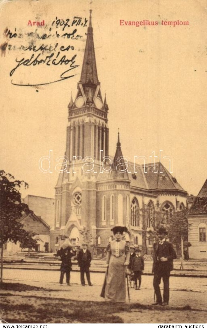 T2/T3 1907 Arad, Evangélikus Templom. W.L. 490. / Church (EK) - Ohne Zuordnung