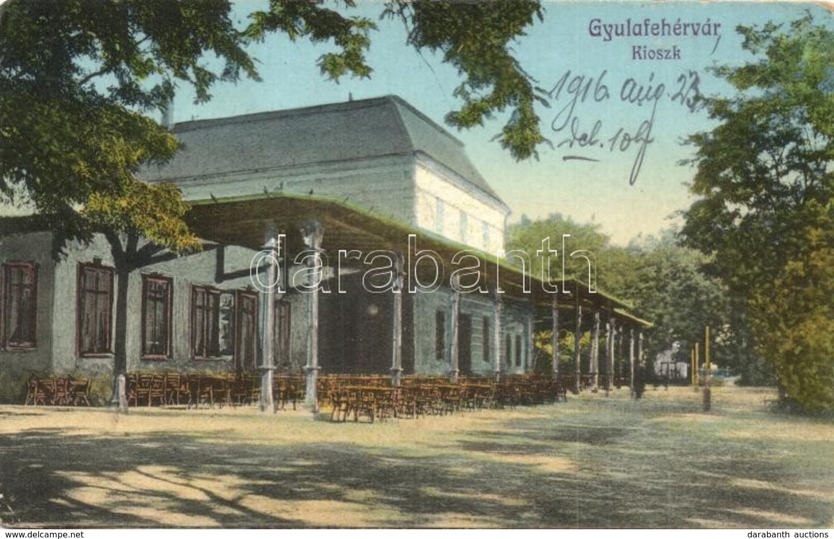 * T2/T3 1916 Gyulafehérvár, Karlsburg, Alba Iulia; Kioszk Vendéglő / Kiosk Restaurant (EK) - Ohne Zuordnung