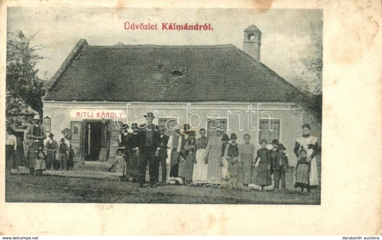 T2/T3 1908 Kálmánd, Camin; Ritli Károly üzlete. Divald Károly Fia Kiadása / Shop  (EK) - Ohne Zuordnung