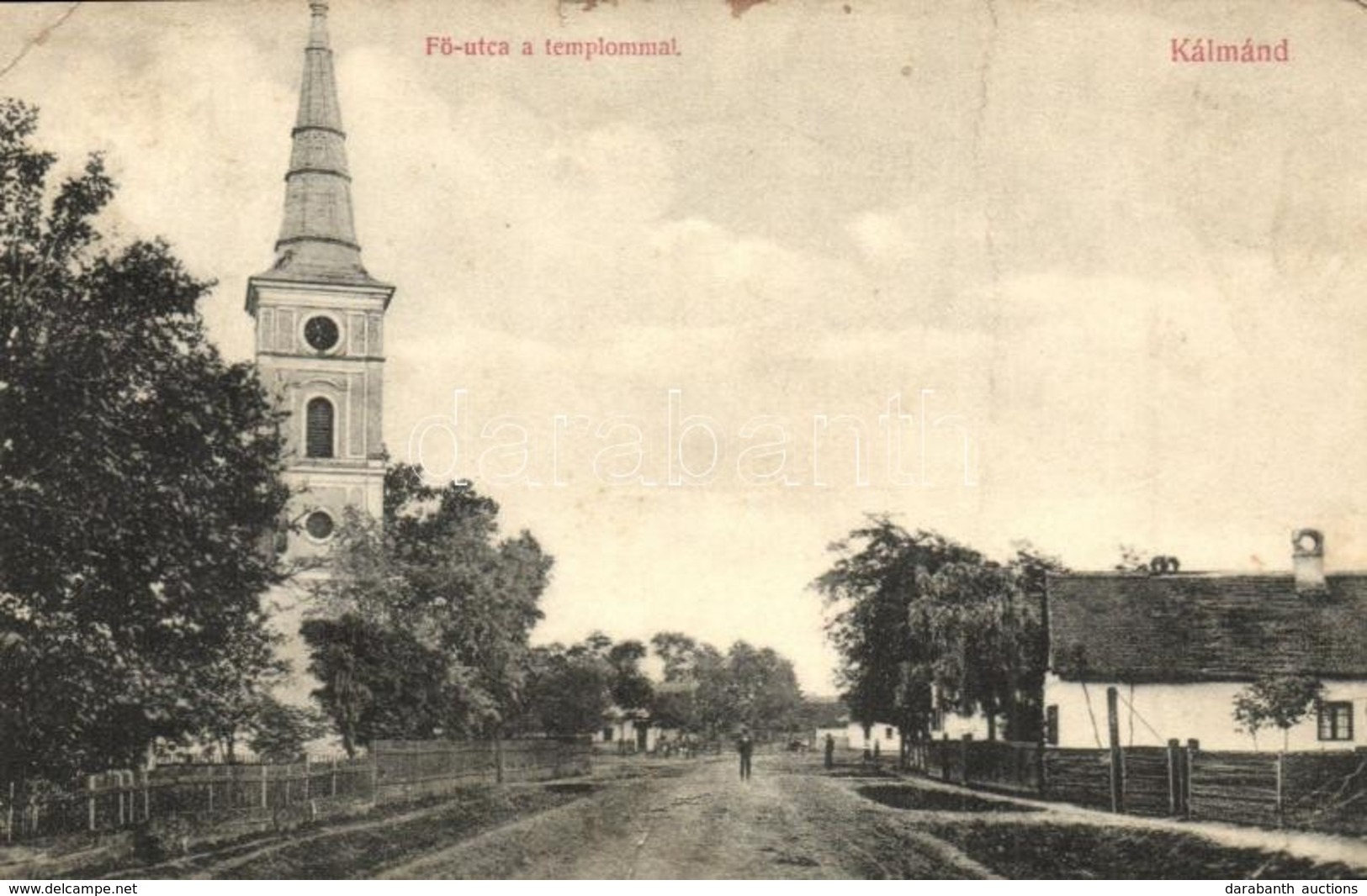 T3 1915 Kálmánd, Camin; Fő Utca és Templom. Csókás László Kiadása / Main Street With Church (fa) - Ohne Zuordnung