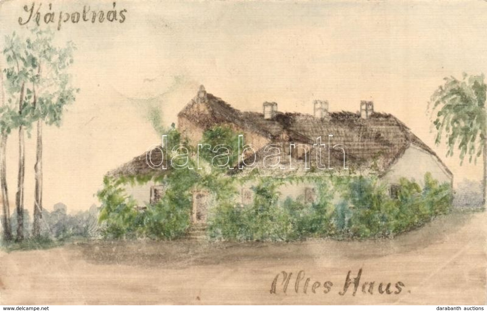 * T1/T2 ~1900 Kápolnás, Capalnas; Villa. Kézzel Festett Művészlap / Alies Haus / Villa. Hand-painted Art Postcard - Non Classés