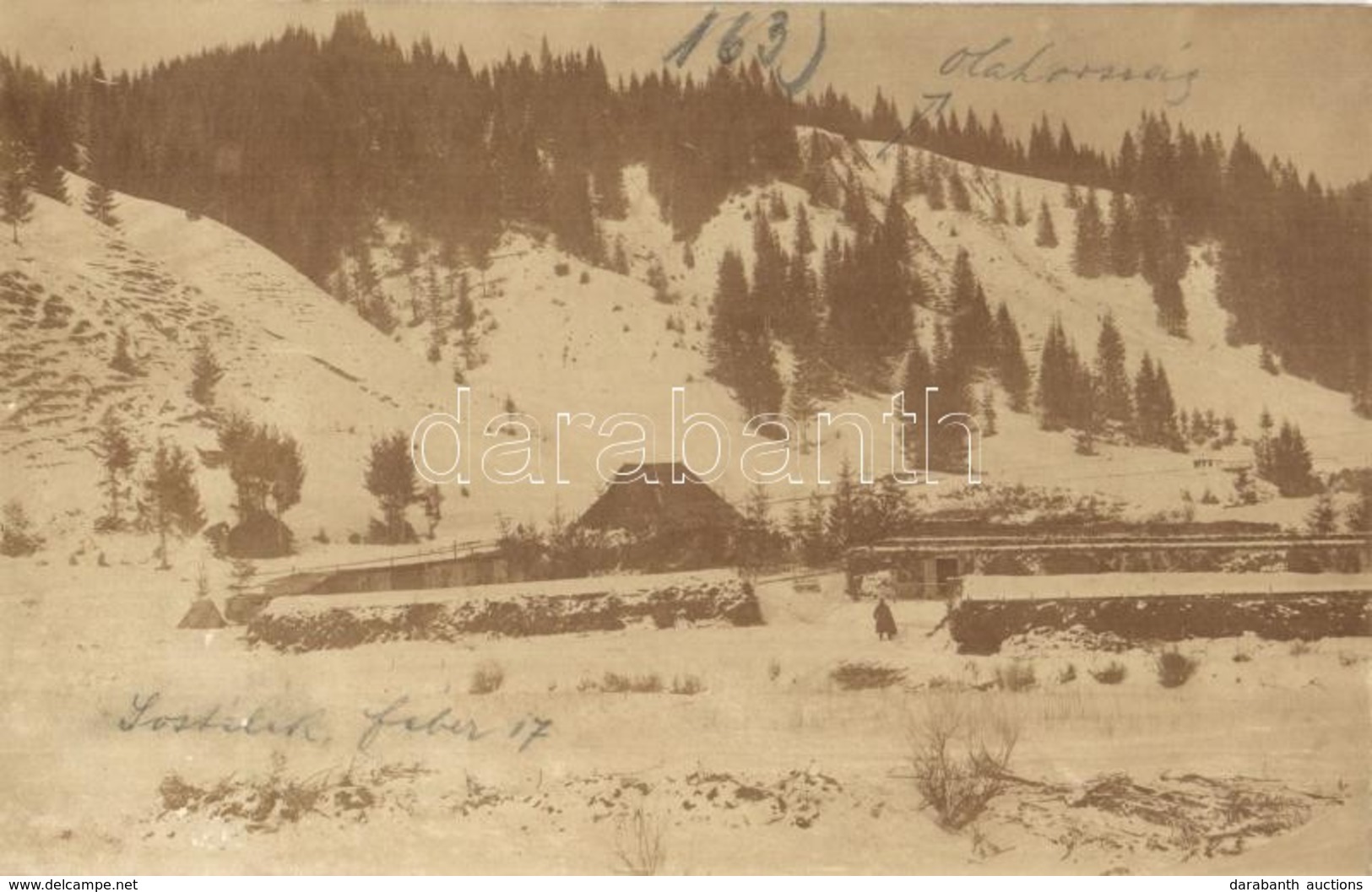 * T2/T3 Kostelek, Sóstelek, Cosnea (Csíki-havasok, Muntii Ciucului); Tanya Télen / Mountains, Farm In Winter, Photo (fl) - Ohne Zuordnung