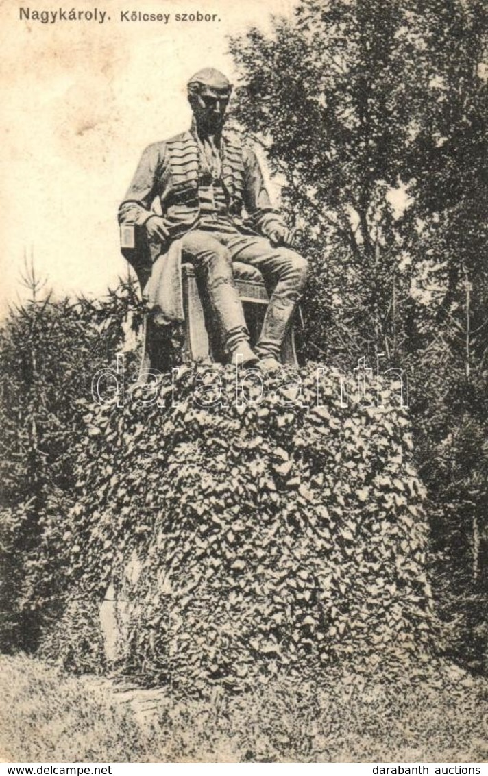 T2/T3 1915 Nagykároly, Carei; Kölcsey Szobor, Kiadja Csókás László / Statue (EK) - Ohne Zuordnung