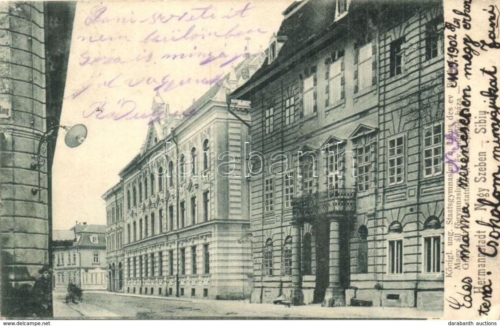 * T2/T3 1902 Nagyszeben, Hermannstadt, Sibiu; Magy. áll. Főgimnázium és Evangélikus Püspök Háza / Grammar School And Bis - Ohne Zuordnung