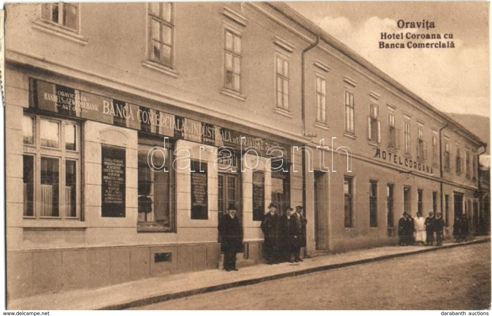 T2/T3 Oravica, Oravita; Korona Szálloda, Kereskedelmi és Ipari Bank / Hotel Coroana, Banca Comerciala / Hotel And Bank ( - Ohne Zuordnung