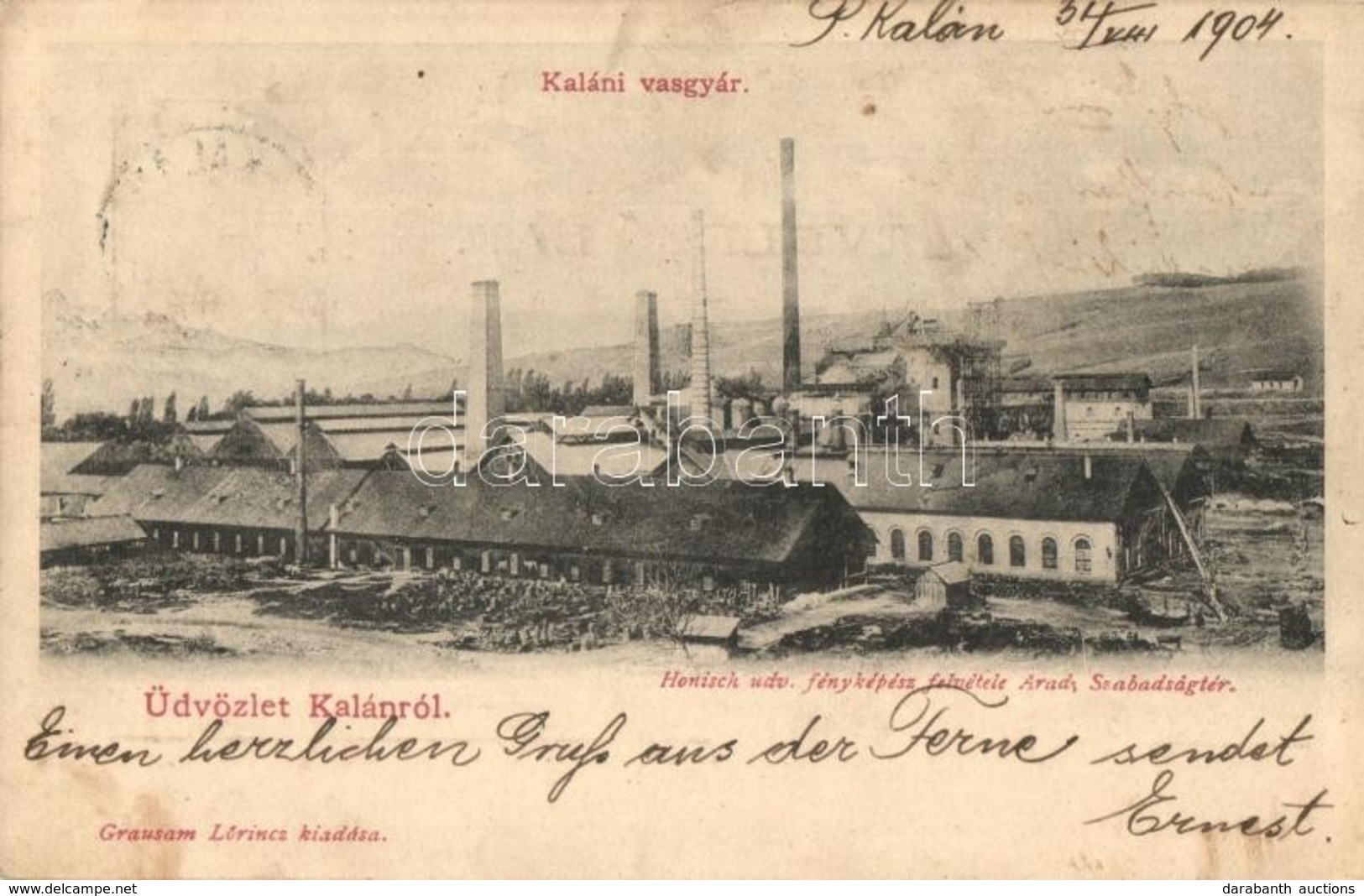 * T2 1904 Pusztakalán, Kalán, Calan; Vasgyár. Grausam Lőrincz Kiadása / Iron Works, Factory - Ohne Zuordnung