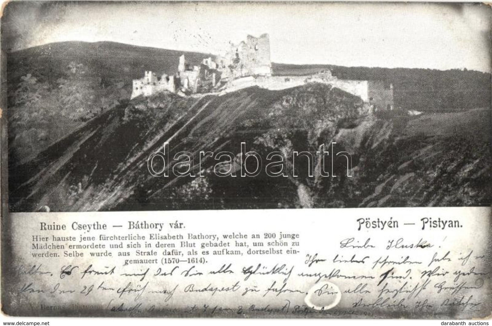 T2/T3 1901 Csejte, Cachtice (Pöstyén); Hrad Báthorovcov / Báthory Várrom / Castle Ruins - Sin Clasificación