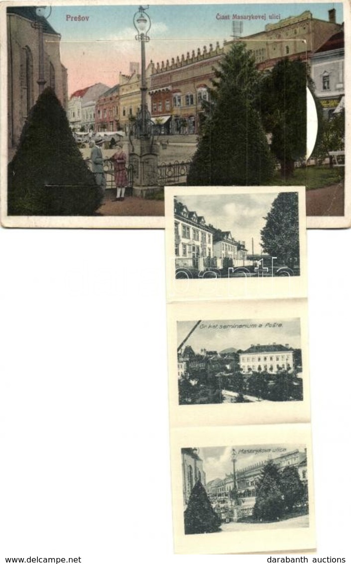 T2/T3 1931 Eperjes, Presov; Masaryk Utca / Ciast Masarykovej Ulici / Street View. Leporellocard  (EK) - Ohne Zuordnung