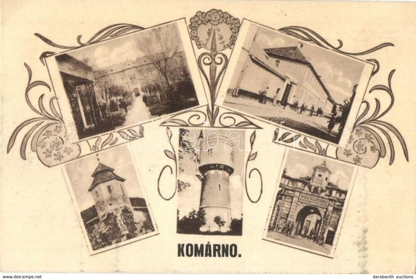 ** T2/T3 1936 Komárom, Komárnó; Víztorony, Kőszűz, Laktanya Kapuja / Water Tower, Castle Monument, Military Barrack. Art - Ohne Zuordnung