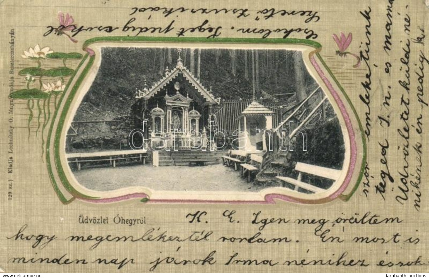 T2/T3 1904 Óhegy, Staré Hory (Besztercebánya, Banská Bystrica); Kápolna. Lechnitzky O. 129.. Szecessziós Litho Keret / C - Ohne Zuordnung