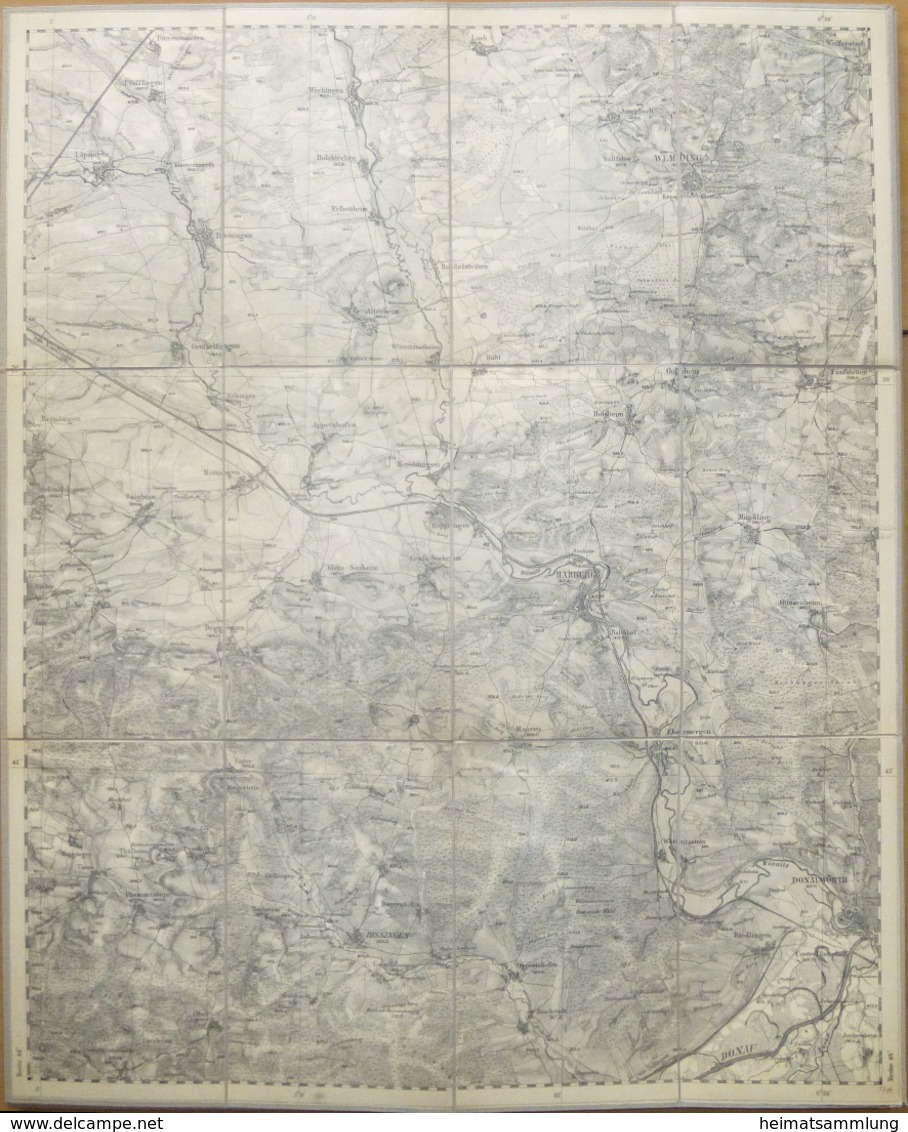 52 Nördlingen Ost - Topographische Karte Von Bayern ( Bayerische Generalstabskarte) 1:50'000 43cm X 52cm Auf Leinen Gez - Topographische Karten