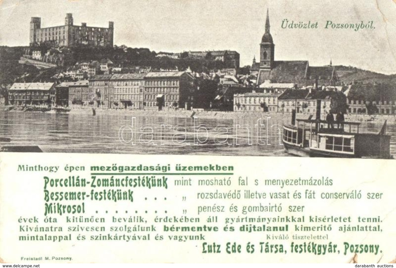 T3 1900 Pozsony, Pressburg, Bratislava; Lutz Ede és Társa Festékgyár Reklámlapja / Hungarian Paint Factory Advertisement - Ohne Zuordnung