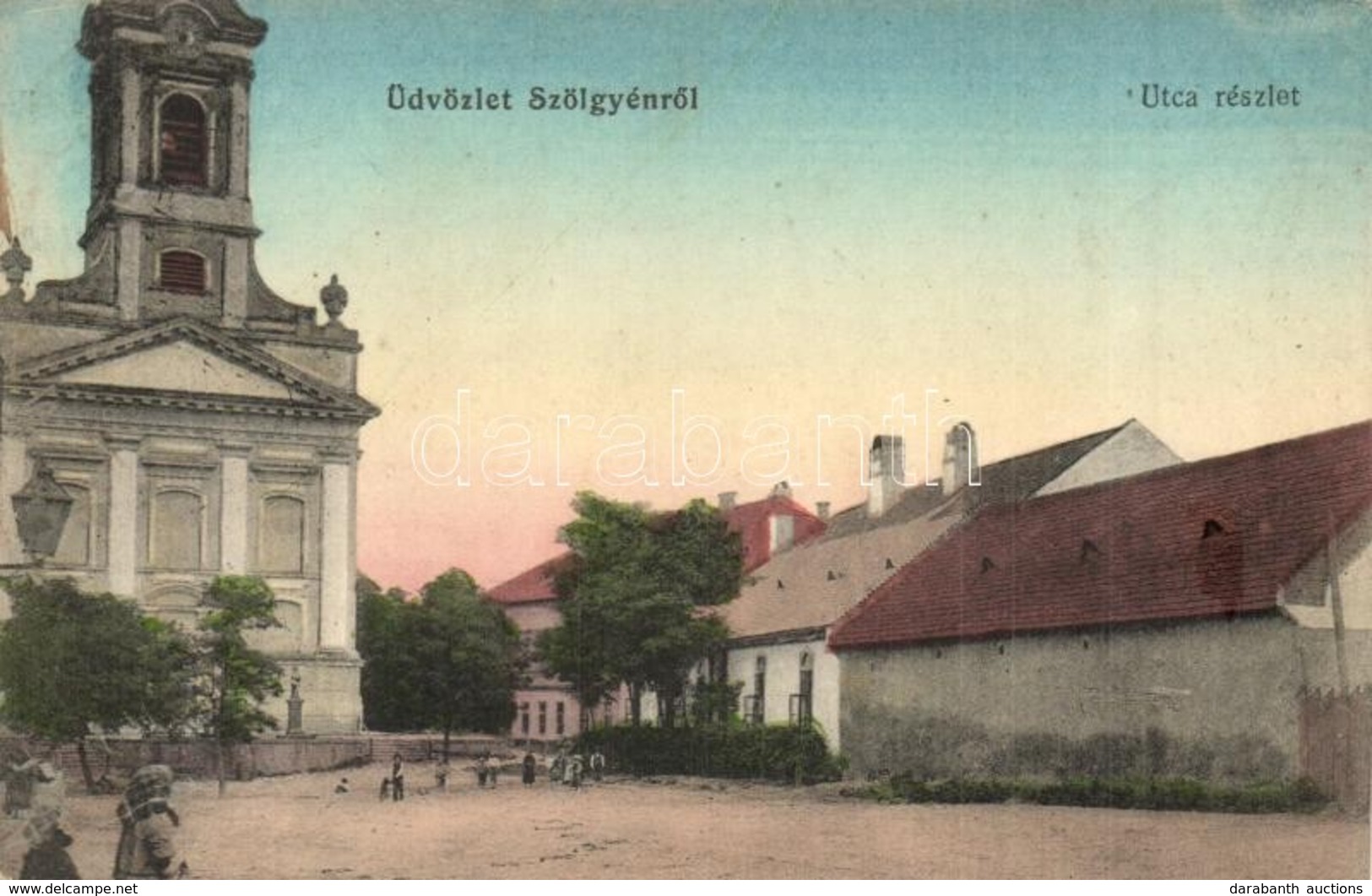 T2 1913 Szőgyén, Szölgyén, Svodín; Utca és Katolikus Templom / Street View With Church - Ohne Zuordnung