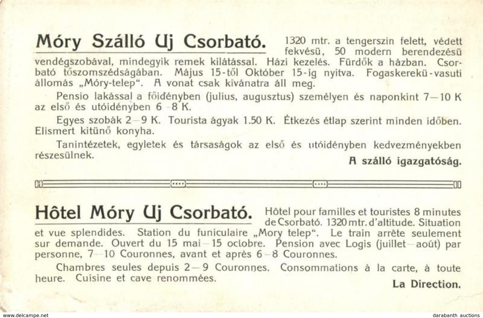 T2/T3 1908 Tátra, Tatry; Új Csorbatói Móry Szálló Térképes Reklámlapja / Strbské Pleso / Hotel's Map And Advertisement P - Ohne Zuordnung