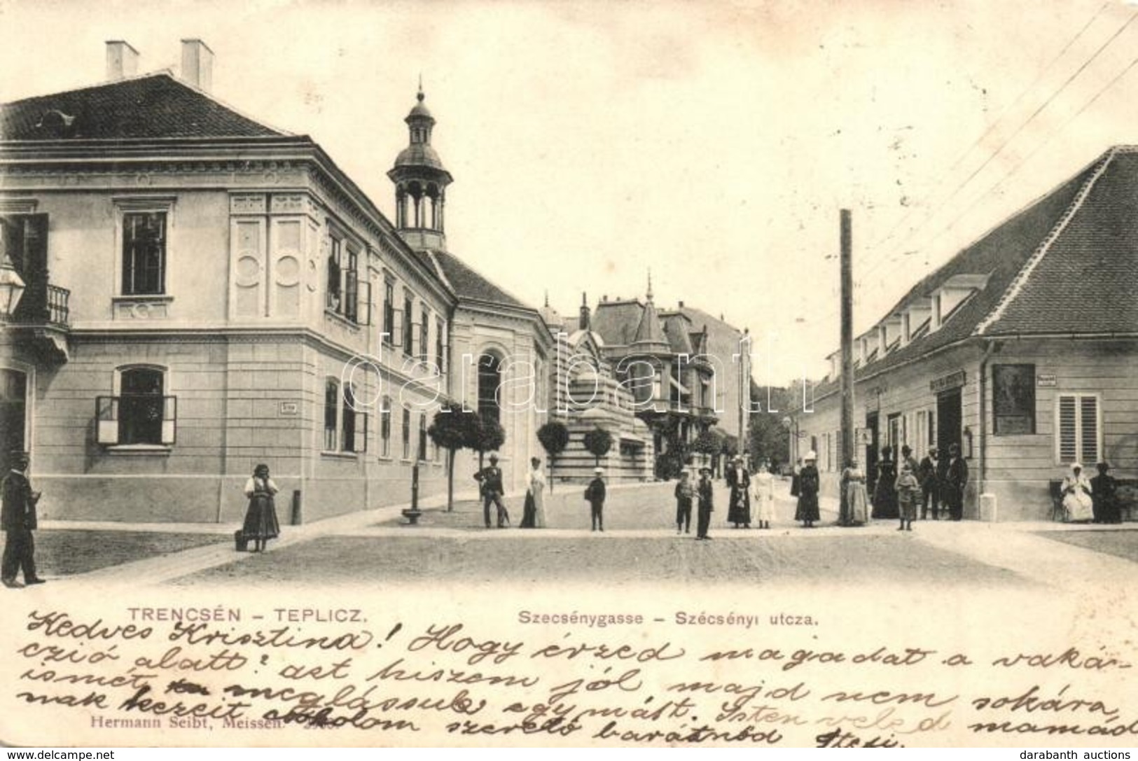 T2 1904 Trencsénteplic, Trencianske Teplice; Szécsényi (Széchenyi) Utca, üzlet / Street View, Shop - Ohne Zuordnung