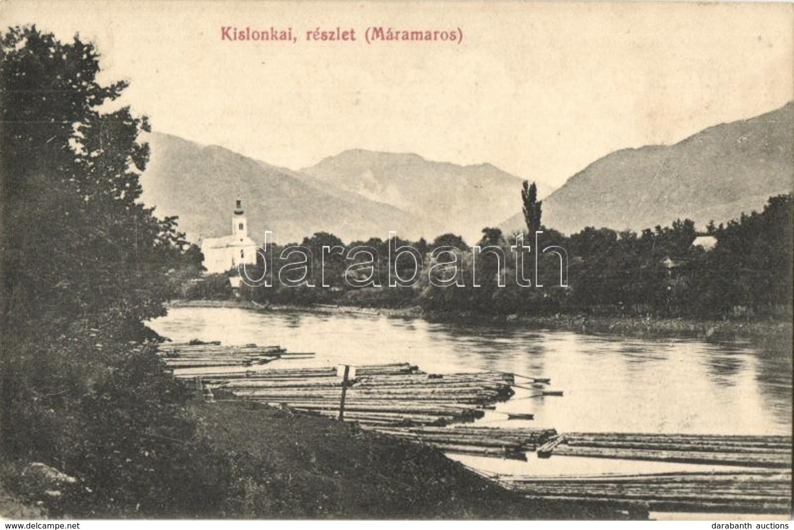 ** T2 Kislonka, Lunka (Máramaros); Templom, Faúsztatás / Church, Timber Transport On The River By Rafters - Ohne Zuordnung