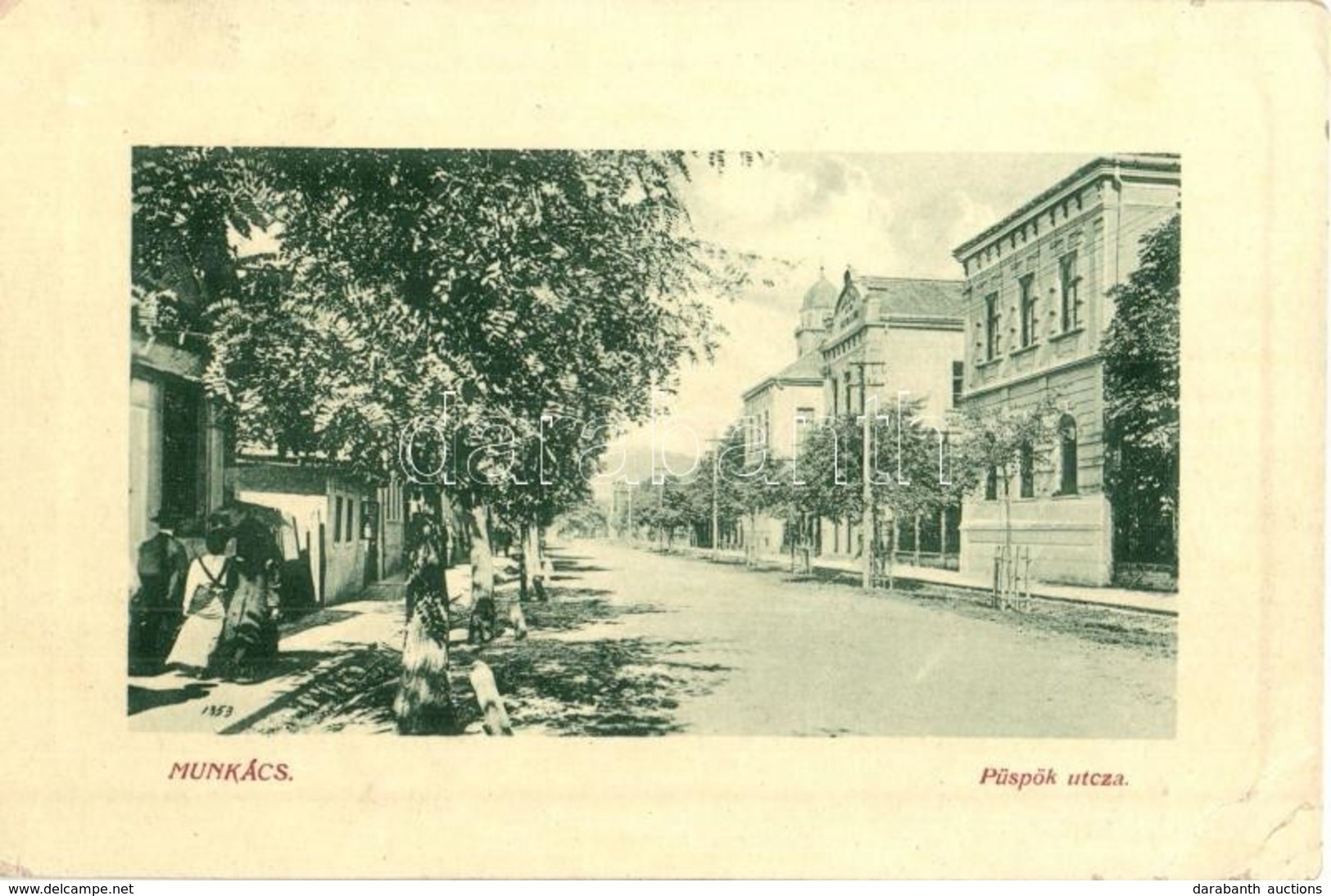 T2/T3 1910 Munkács, Mukacheve, Mukacevo; Püspök Utca Villanyoszlop. W.L. Bp. 6253. / Street (EK) - Non Classés