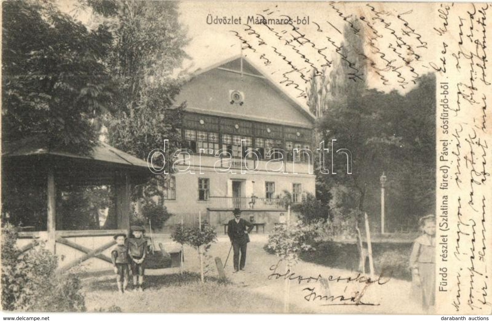 T2/T3 1907 Szlatinafüred, Slatina (Aknaszlatina, Máramaros); Pável Sósfürdő, Vendéglő / Salt Spa's Restaurant (ázott Sar - Non Classés