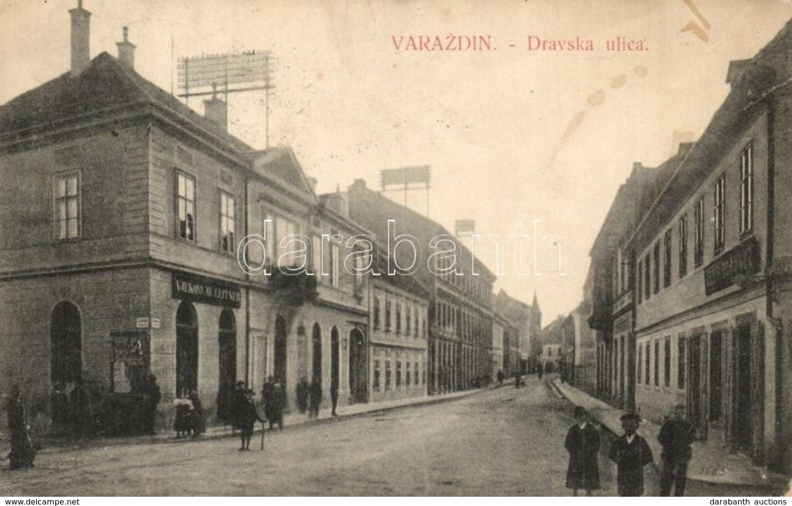 T2/T3 Varasd, Warasdin, Varazdin; Dráva Utca,  Leitner és Schwarz üzlete / Dravska Ulica / Street View With Shops (EK) - Ohne Zuordnung