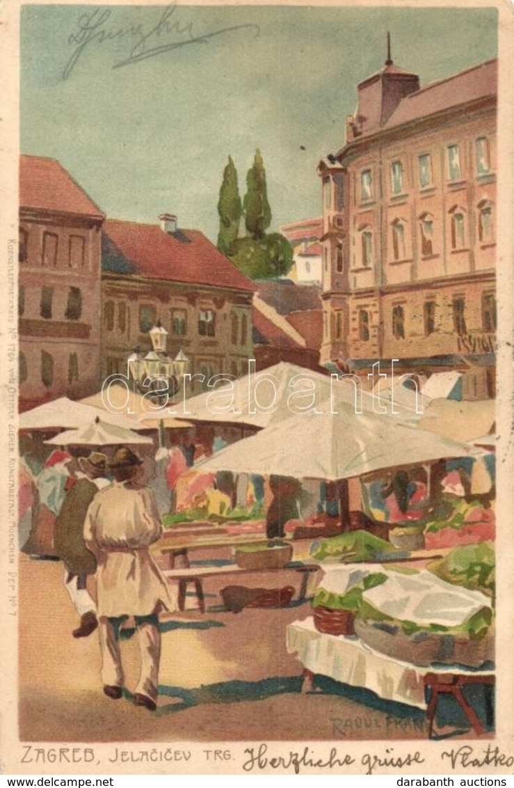 T2 1904 Zagreb, Zágráb, Agram; Jelacicev Trg. / Fruit And Vegetable Market. Kuenstlerpostkarte No. 1764. Von Ottmar Zieh - Non Classés